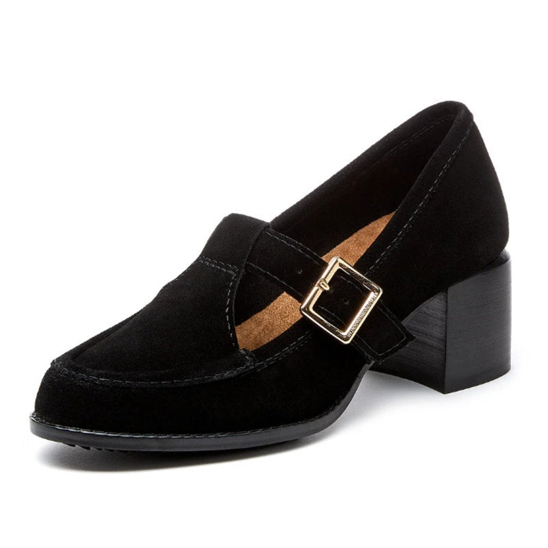 Kelsi Dagger Womens Caleb Mary Jane Heels Size 9 EU 39.5 Black Cow Suede NWOB