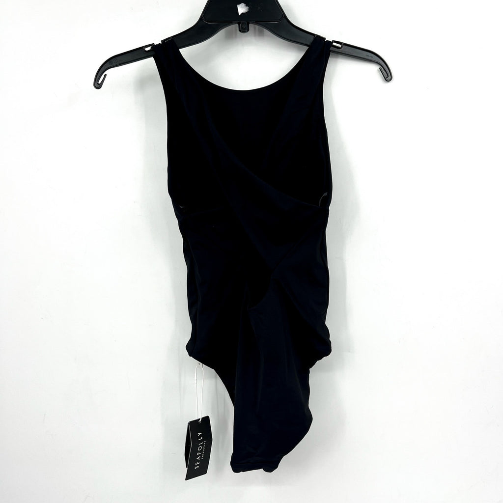 SEAFOLLY Women's High Neck One Piece Swimsuit Size 6 Black Cross Back NWT