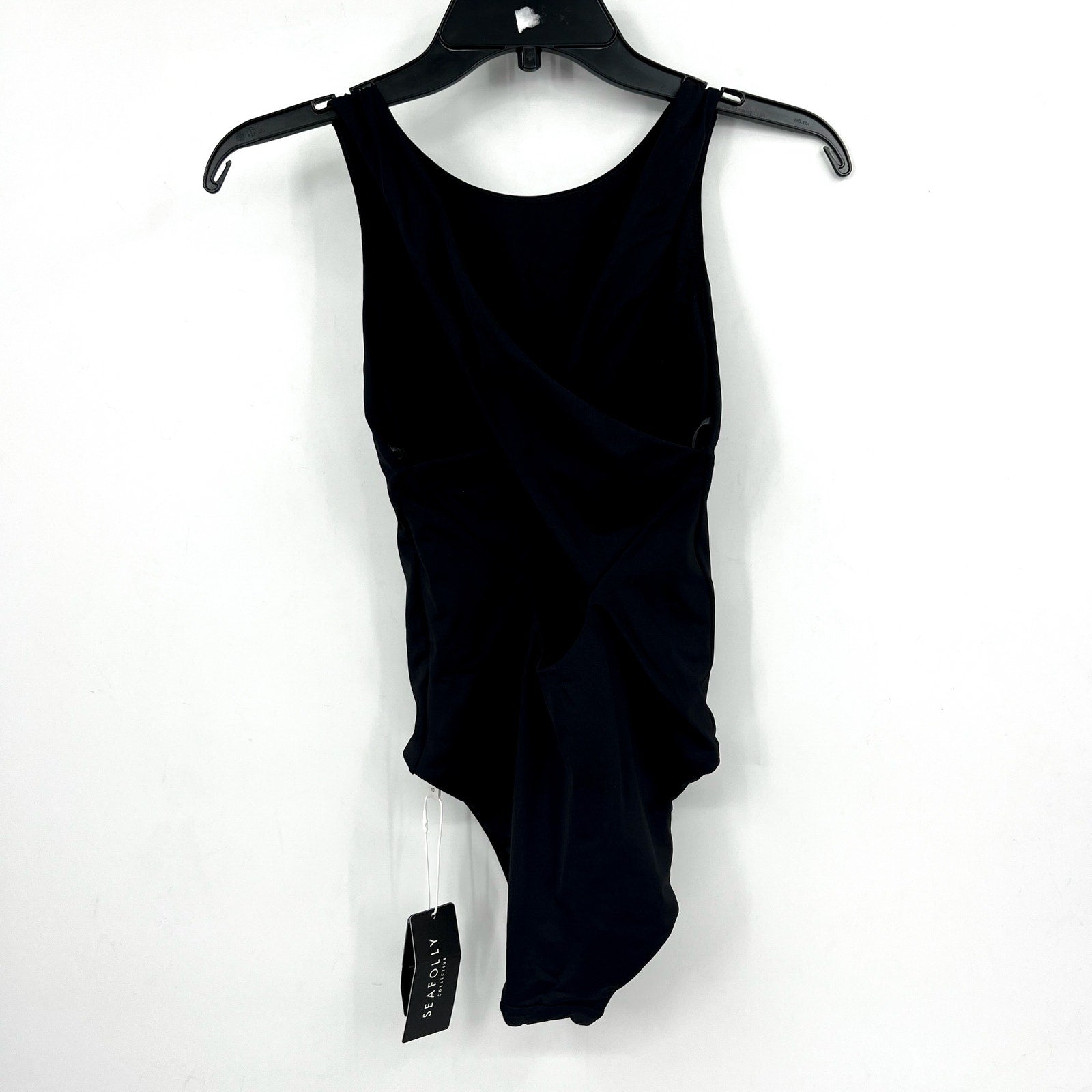 SEAFOLLY Women's High Neck One Piece Swimsuit Size 6 Black Cross Back NWT