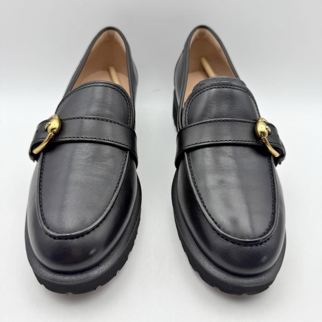 Cole Haan Womens Giana Buckle Loafers US 8 B EU 38.5 Black Leather NIB