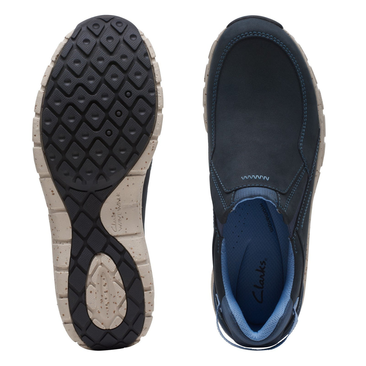 Clarks Womens Wave Plateau AP Sneakers Size 7.5 Wide EU 38 Navy Blue Nubuck NIB