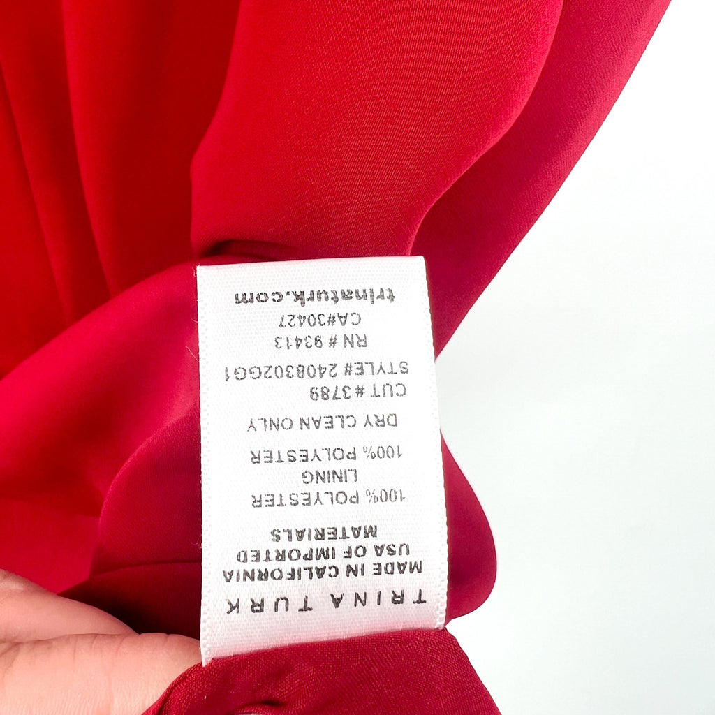 TRINA TURK Womens Zula Casual Midi Dress US Medium Red Pleated Cap Sleeve NWT