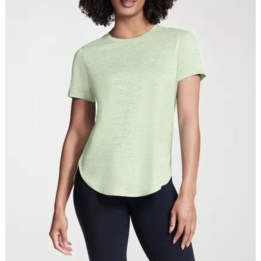 SKECHERS Women's GO DRI Swift Tunic Tee Large Lime Green Short Sleeve NWT