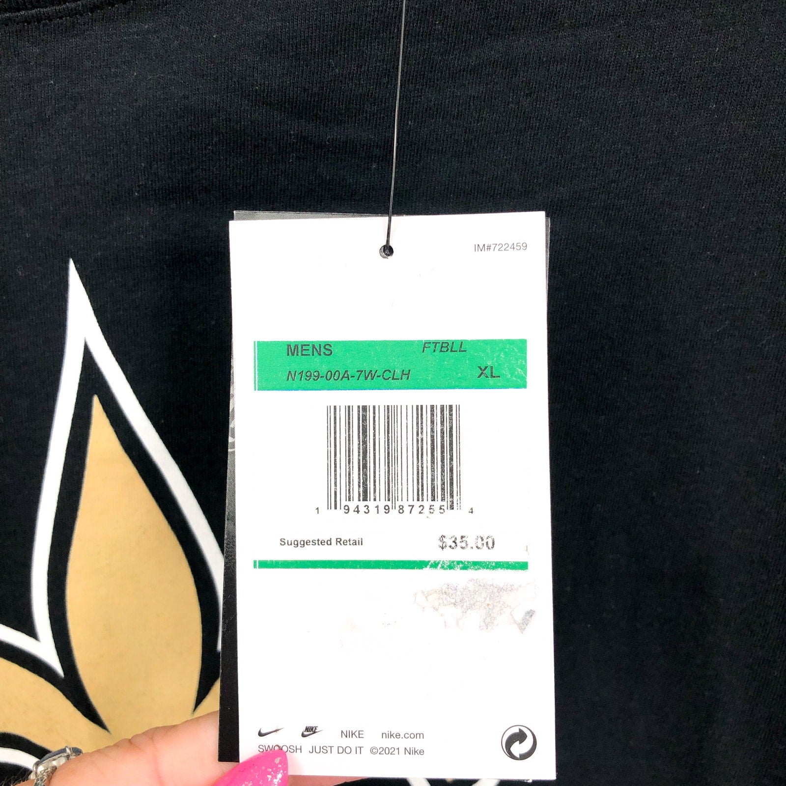 NIKE Men's New Orleans Saints Primary Logo T-Shirt XL Black NWT N199-00A-7W-CLH
