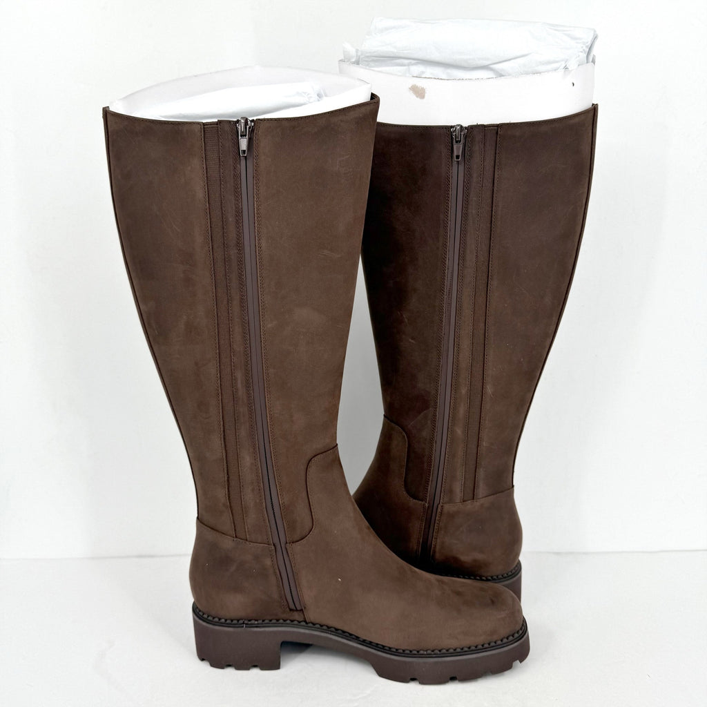 VIONIC Womens Fallbrook Knee High Boots US 8M Wide Calf Brown Leather NWOB