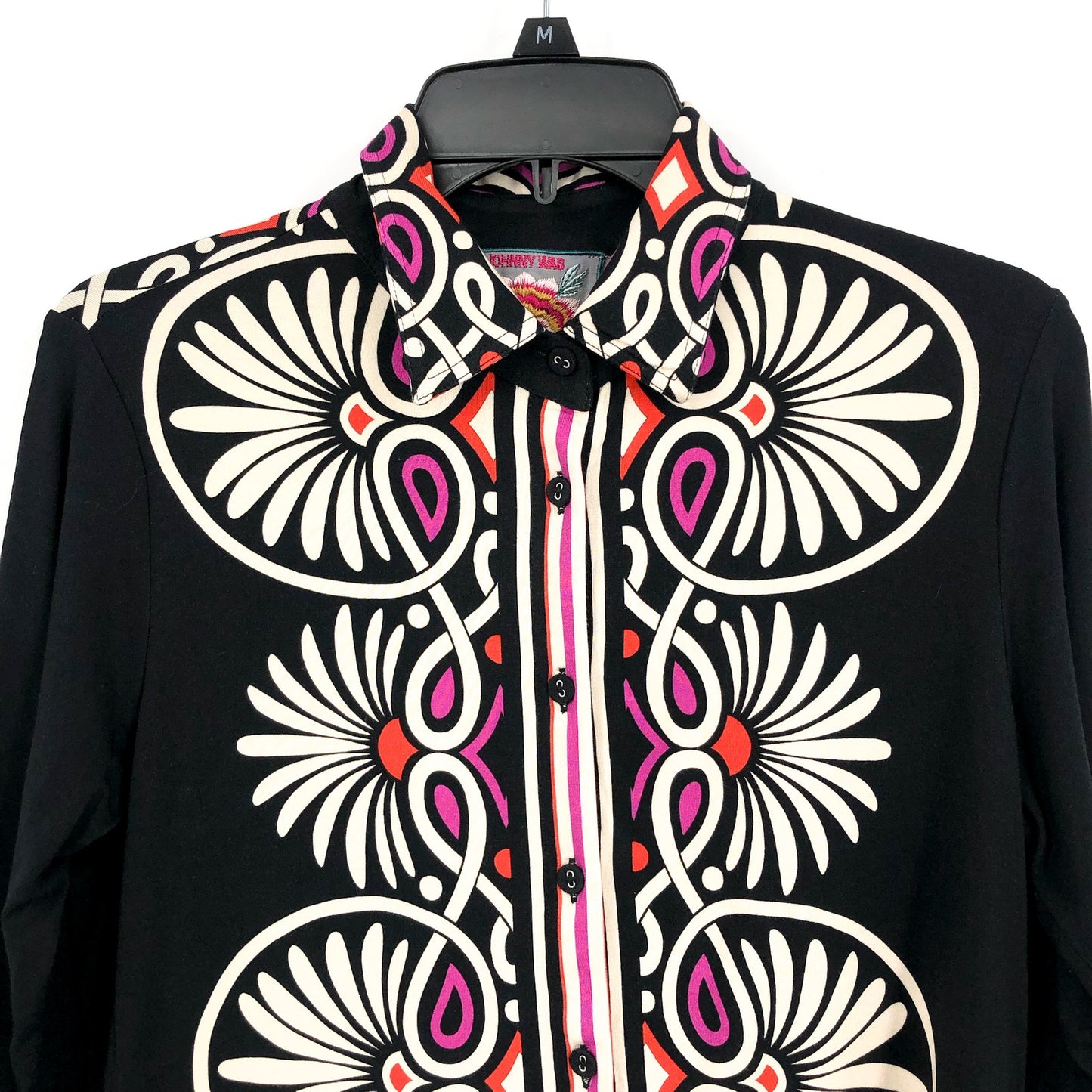 Johnny Was Womens Janie Favorite Button Front Shirt Small Black Print Siera NWT