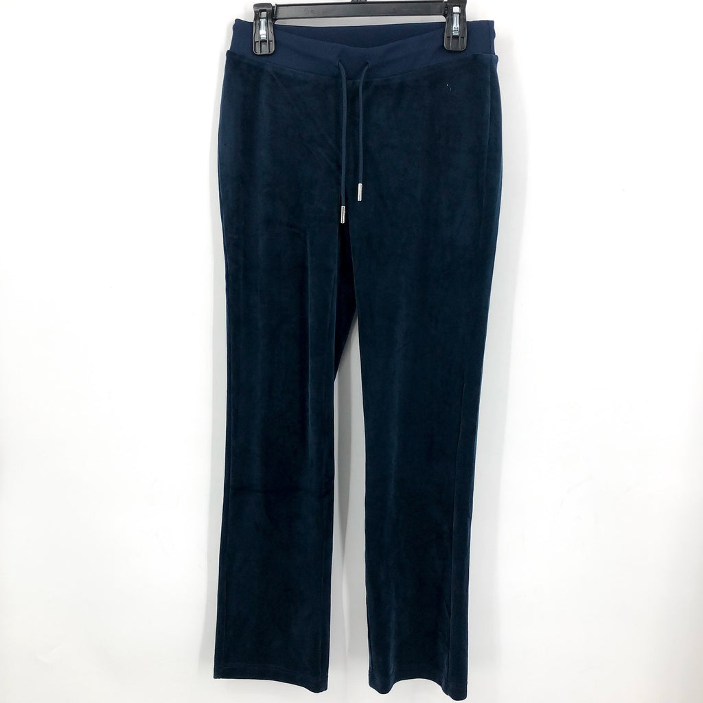 JUICY COUTURE Women's Velour Pants Small Regal Blue Straight Leg Rib Waist NWT