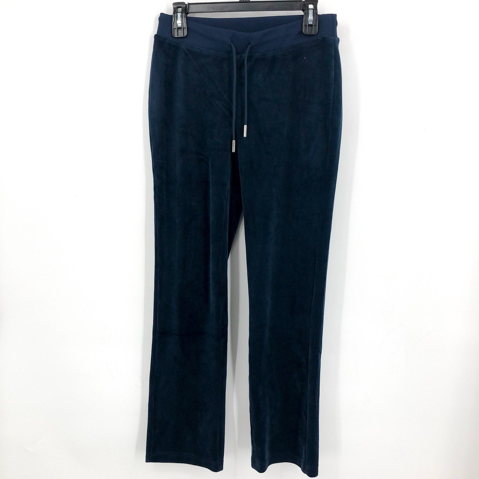 JUICY COUTURE Women's Velour Pants Small Regal Blue Straight Leg Rib Waist NWT