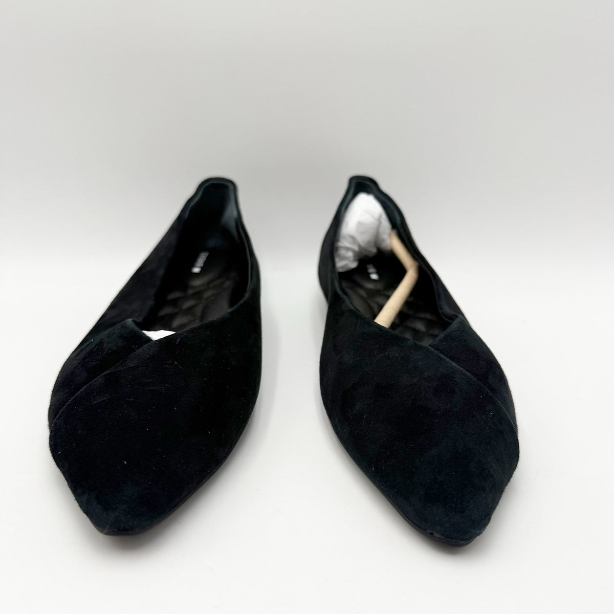 Birdies Womens The Goldfinch 15 Ballet Flat Size 7 Black Suede Pointed Toe NWOB