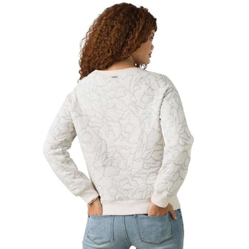 PRANA Women's Carin Pullover Sweatshirt XL Soft White Jacquard Knit NWT