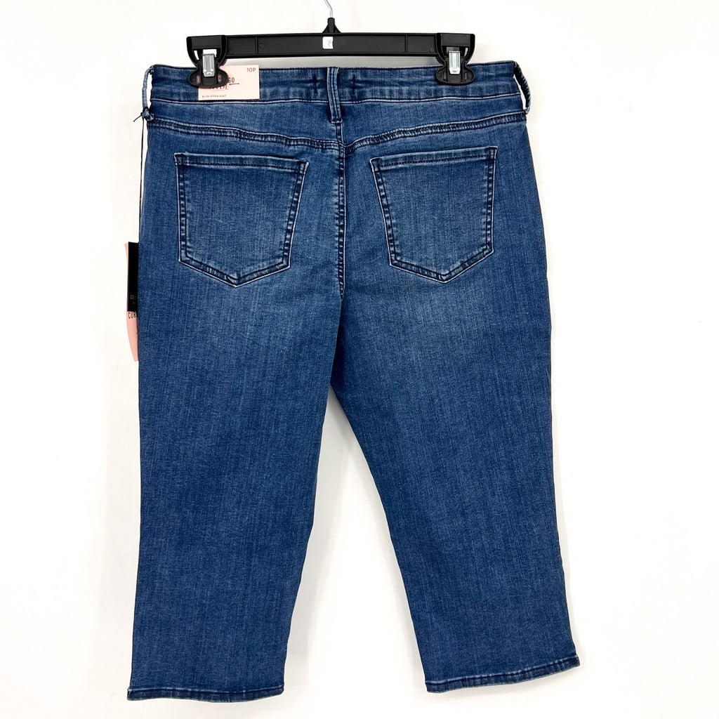NYDJ Curves 360 Womens Slim Straight Crop Jeans 10 PETITE Caliente Blue NWT