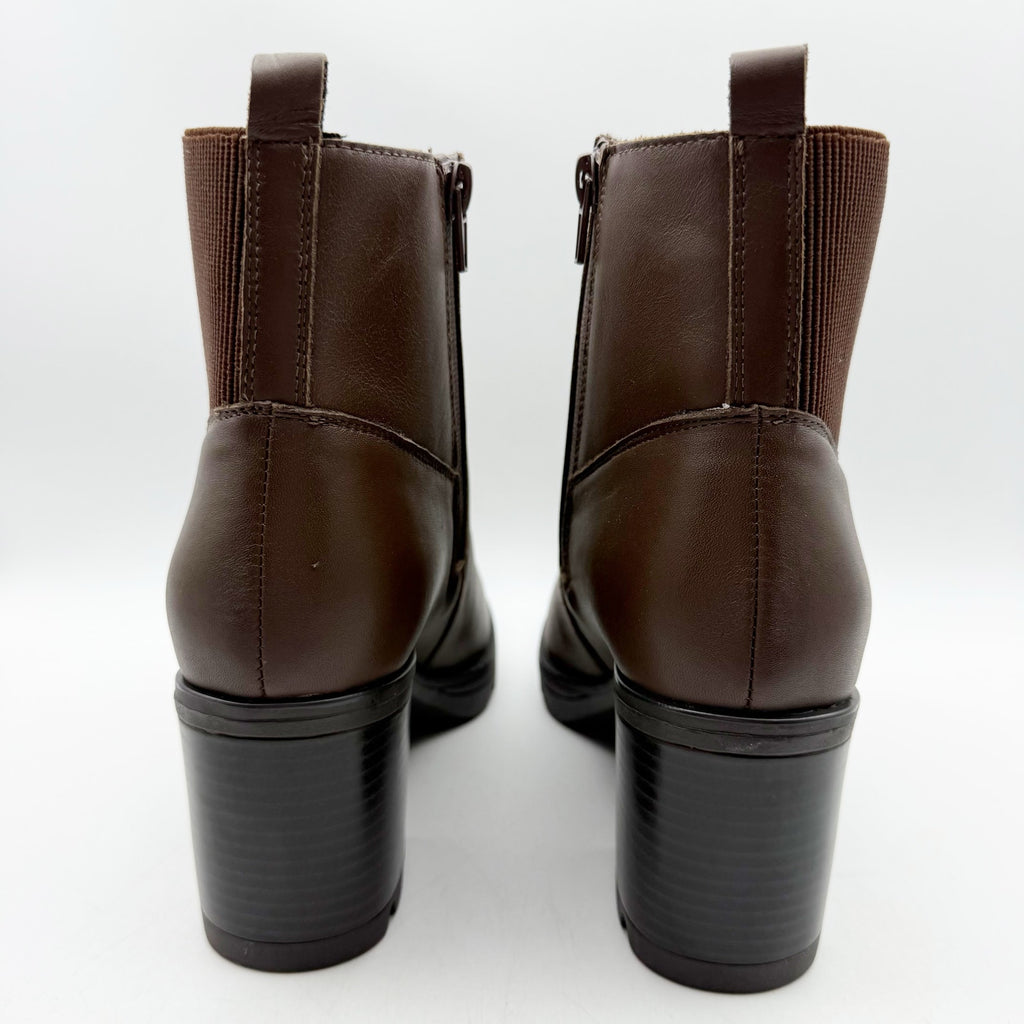Naturalizer Womens Verney Ankle Bootie Size 9.5 M Brown Leather Waterproof NIB