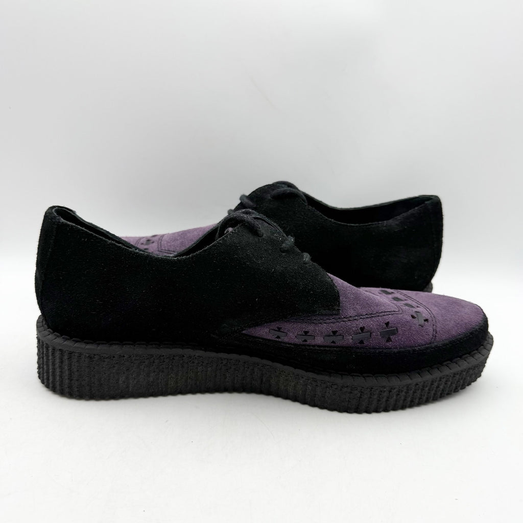 RE/DONE Women Creeper Oxford Shoe EU 40 US 10 Black Purple Suede Platform NWOB