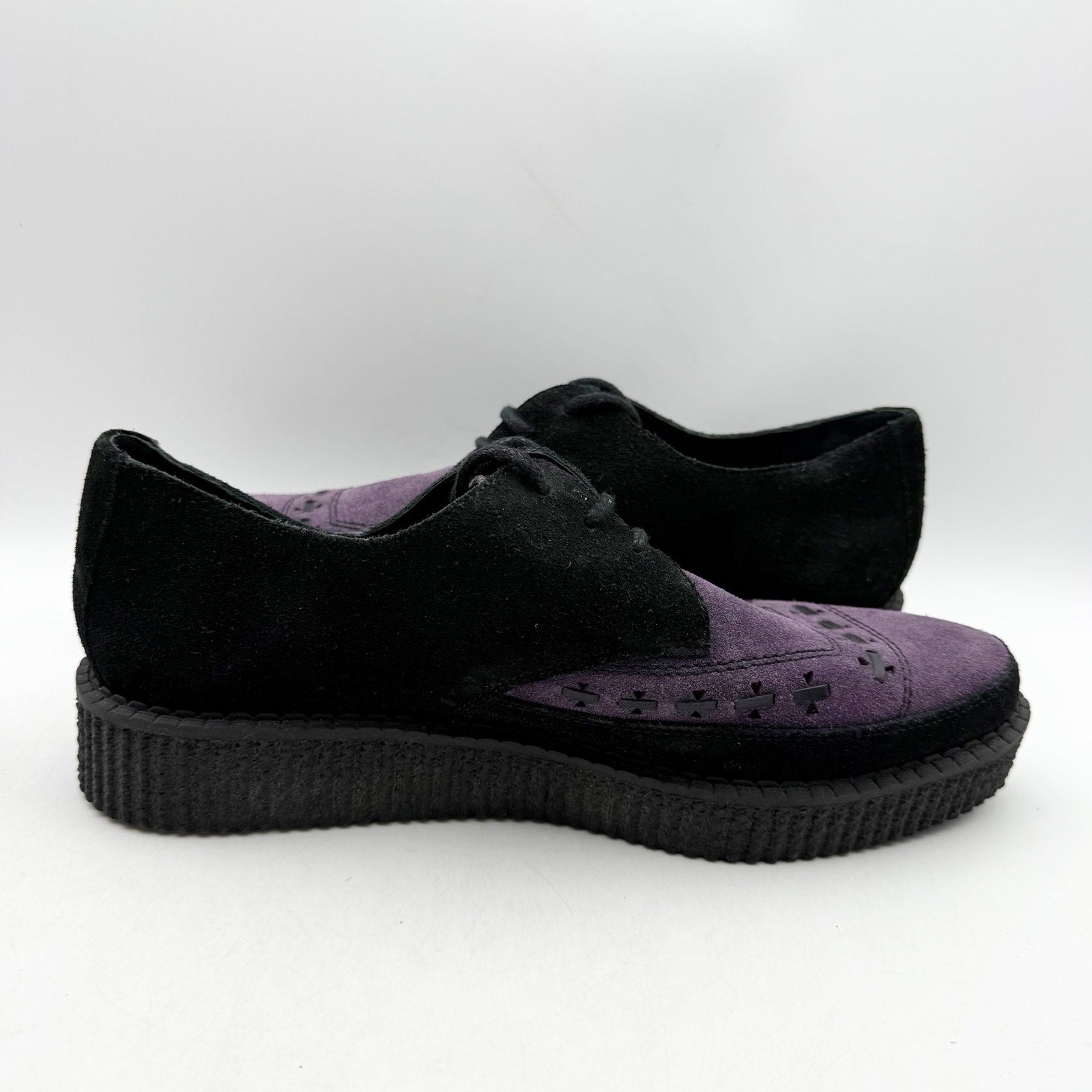 RE/DONE Women Creeper Oxford Shoe EU 40 US 10 Black Purple Suede Platform NWOB
