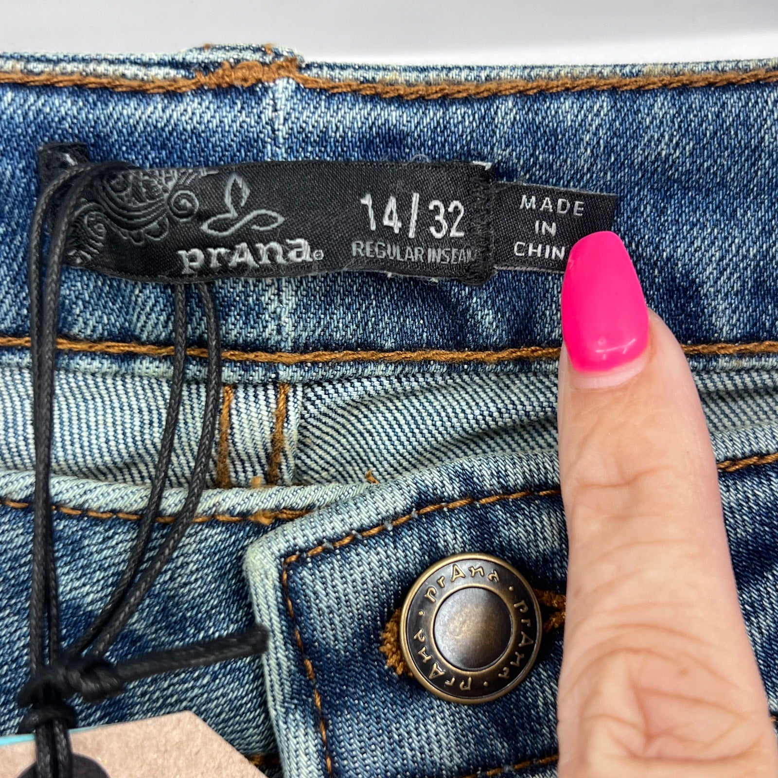 PRANA Womens Sienna Skinny Jeans Size 14 32x31 True Blue Stretch Mid Rise NWT