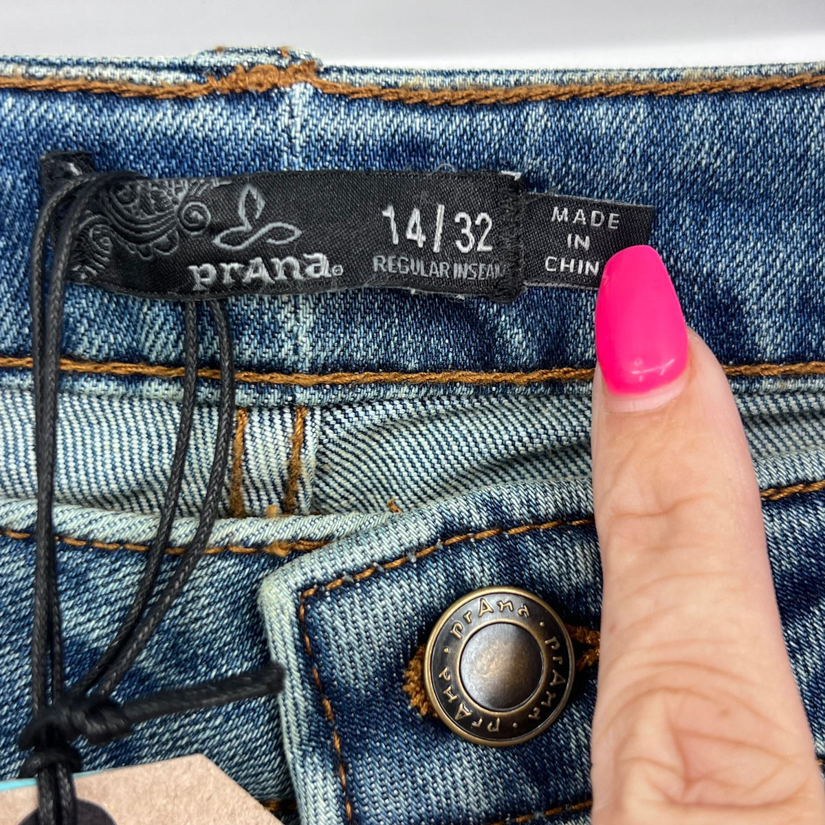 PRANA Womens Sienna Skinny Jeans Size 14 32x31 True Blue Stretch Mid Rise NWT