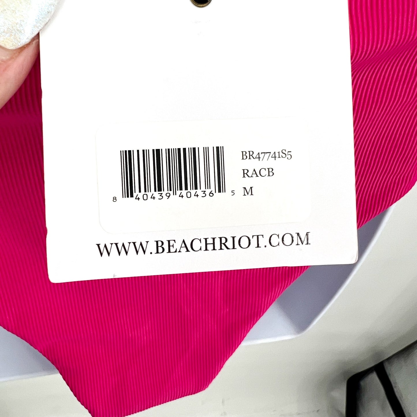 BEACH RIOT Jessa Bandeau One Piece Swimsuit Medium Pink Raspberry Colorblock NWT