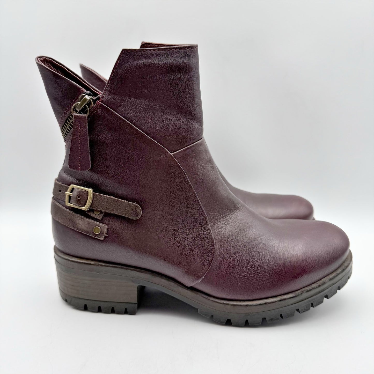 Bueno Womens Fallon Bootie EU 38 US 7.5-8 Dark Red Purple Leather NIB