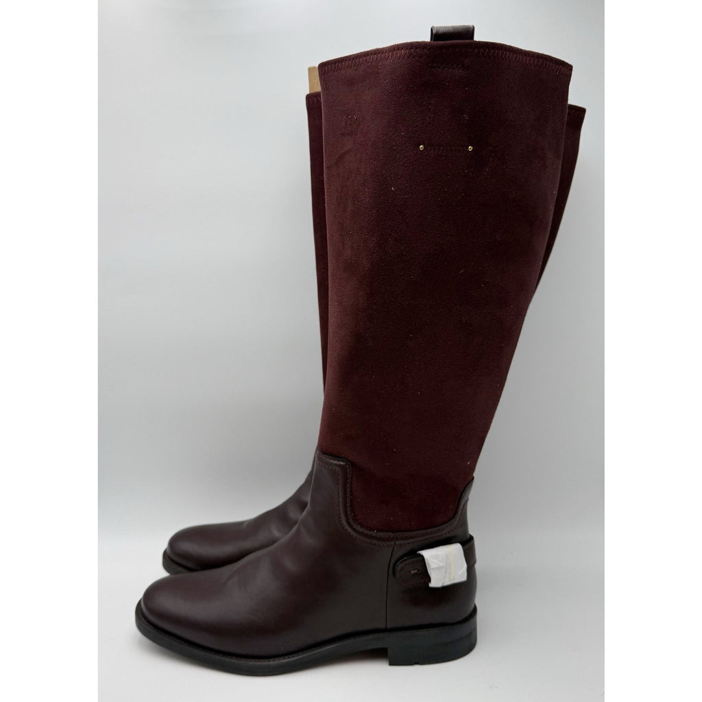 Franco Sarto Womens Merina Knee High Boots US 10 M WIDE CALF Burgundy Brown NWOB