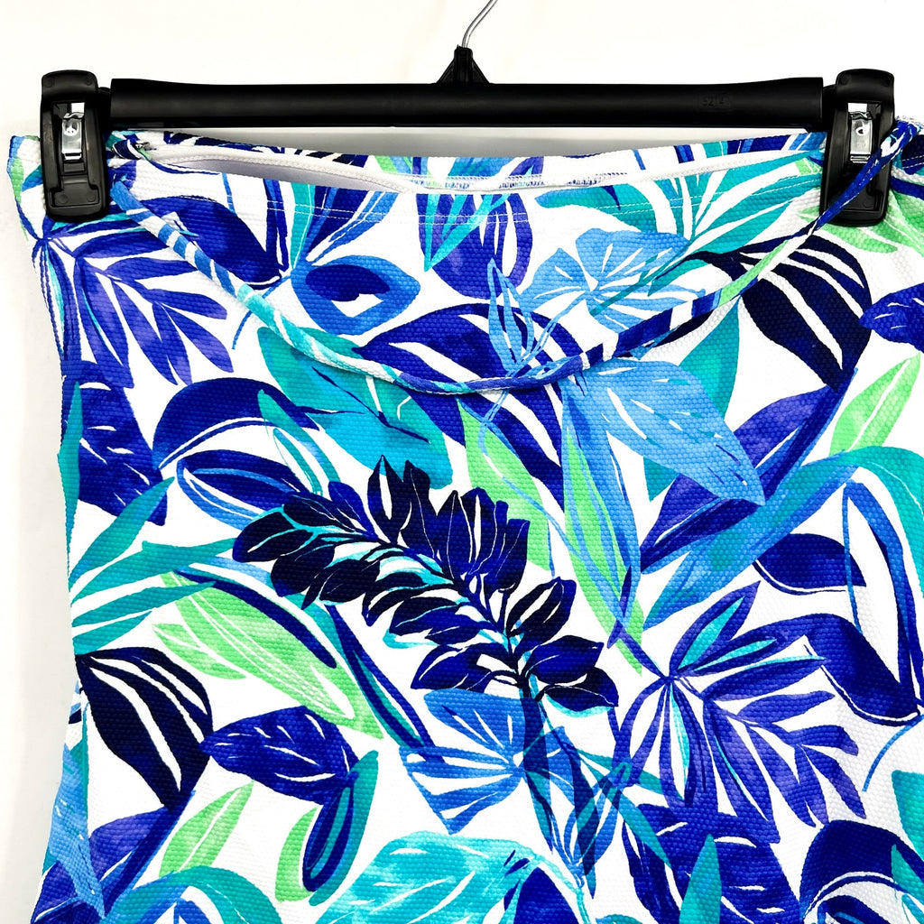TOMMY BAHAMA Marina Bandeau Tankini Top Large Beach Glass Blue Island Cays NWT