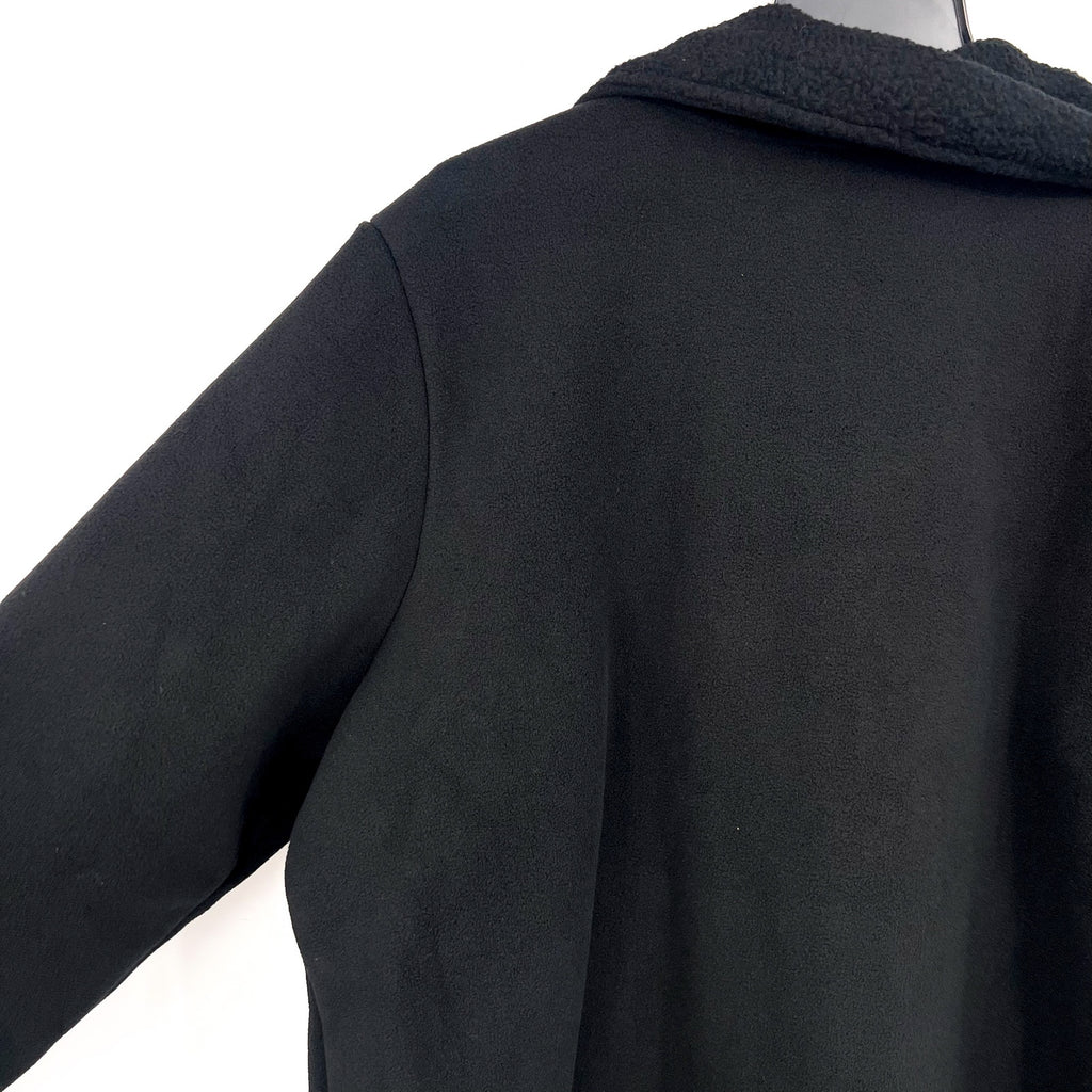 DENIM & CO. Women's Fleece Bonded Sherpa Jacket XL Petite Black NWOT