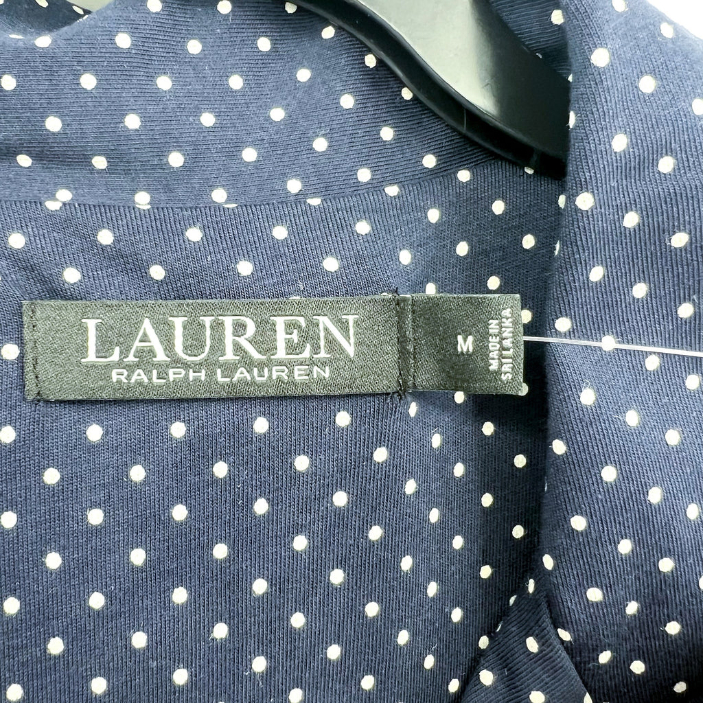 LAUREN RALPH LAUREN Womens Cotton Sleep Shirt Medium Navy Blue White Dot NWT