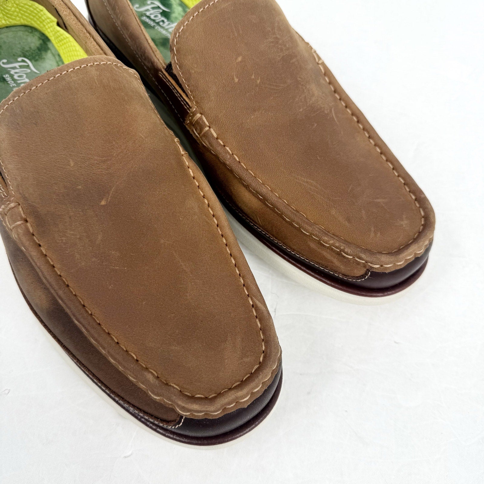 Florsheim Mens Tropics Moc Toe Venetian Loafers US 10.5 Wide Brown Leather NWOB