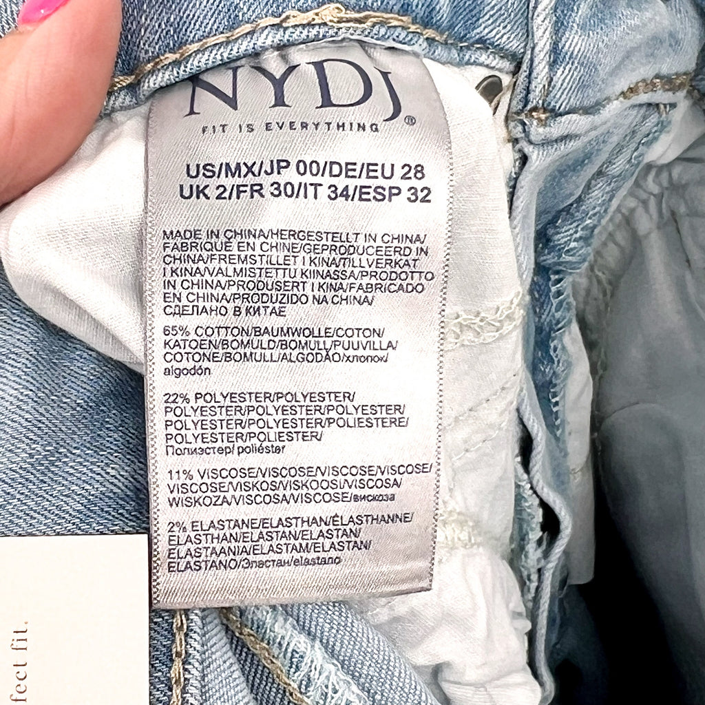 NYDJ Womens Ella Denim Shorts Size 00 Light Blue Poetry 8" Inseam NWT