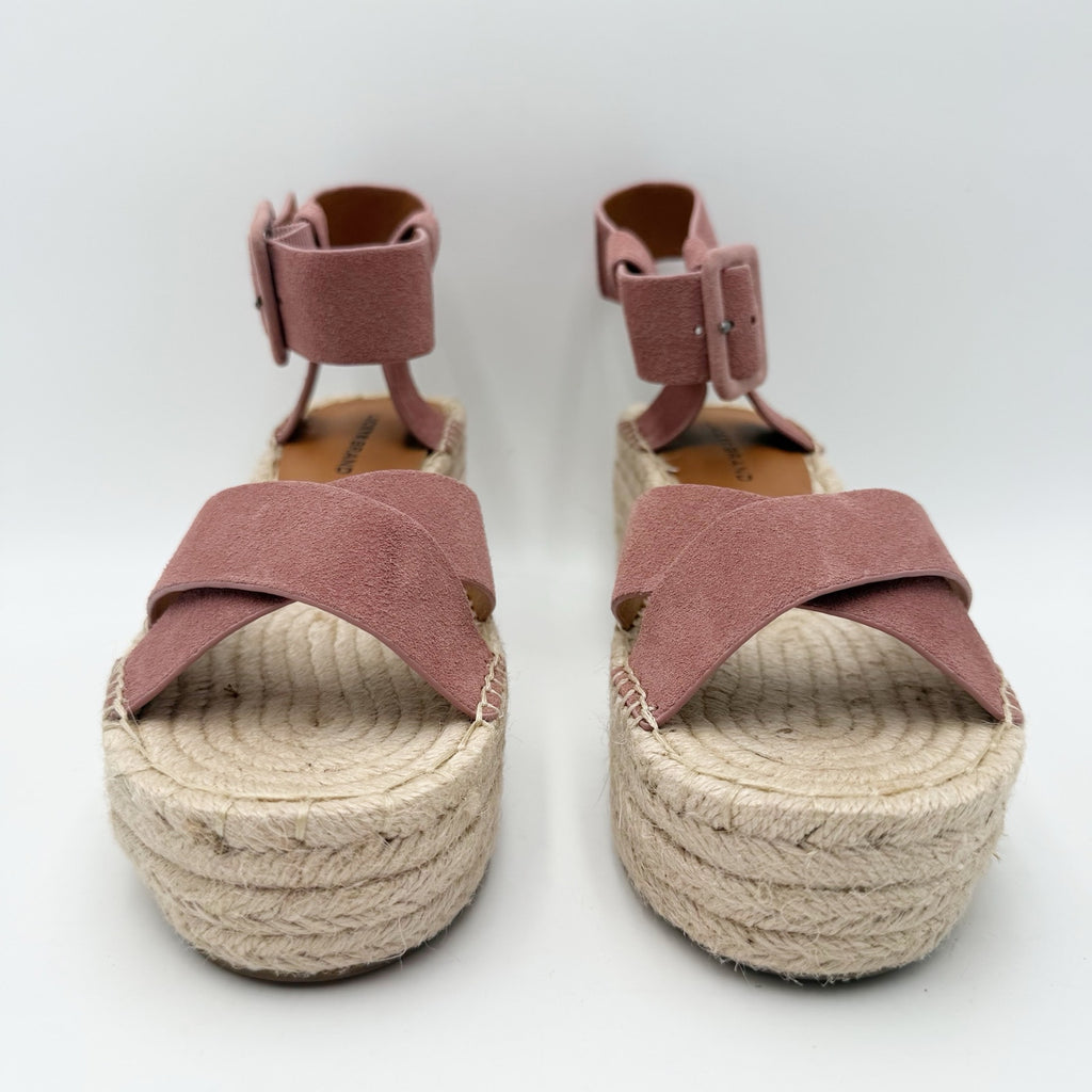 Lucky Brand Womens Audrinah Wedge Sandals Size 8.5 M Pink Taupe Suede NWOB