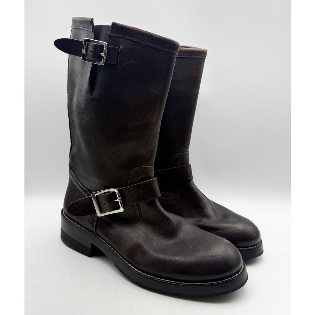 RE/DONE Womens Vintage Engineer Mid Calf Boots EU 40 US 10 Black Leather NWOB