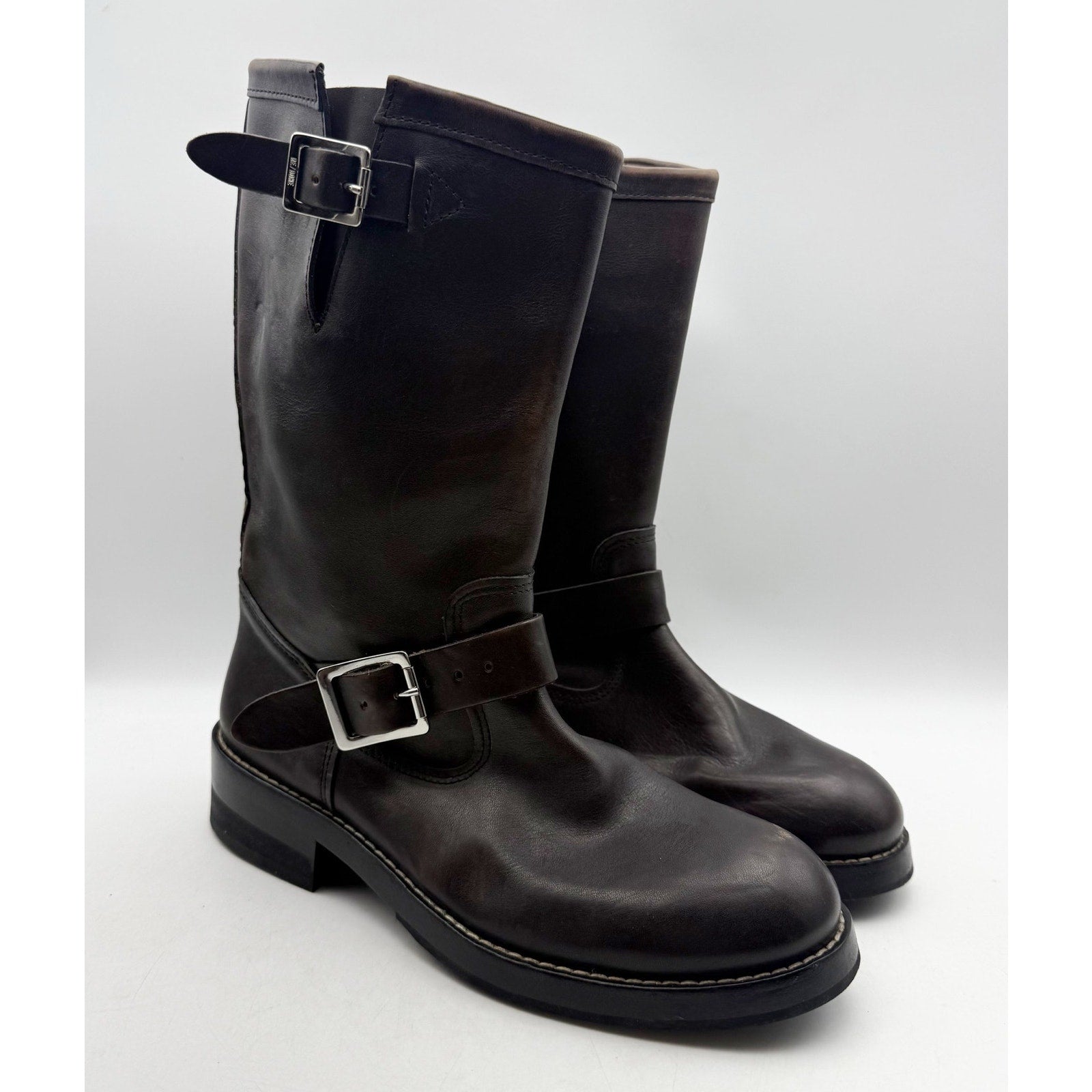 RE/DONE Womens Vintage Engineer Mid Calf Boots EU 40 US 10 Black Leather NWOB