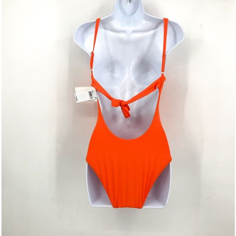 BECCA Women's Baja Mar One Piece Swimsuit Medium Orange Carrot High Neck NWT