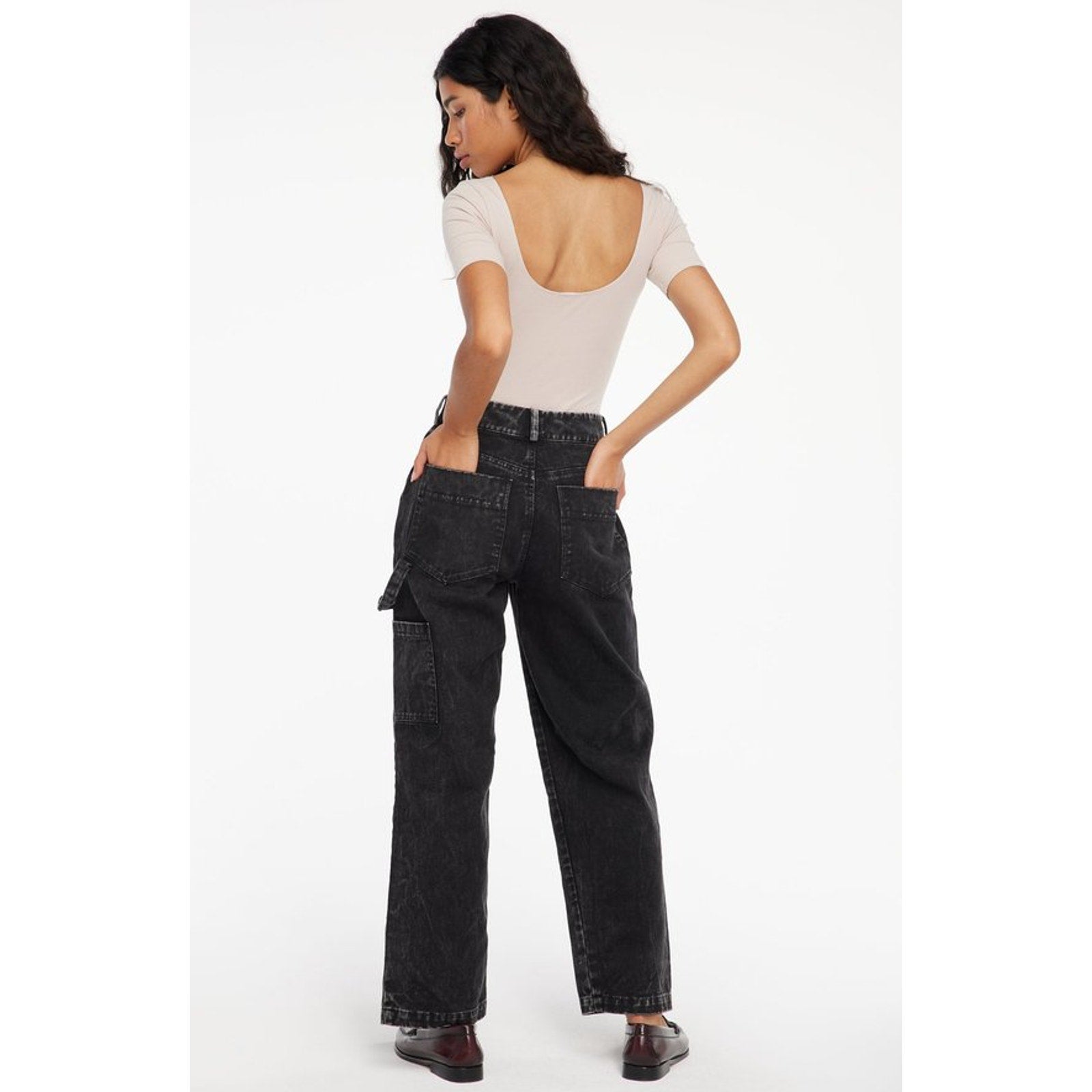LACAUSA Women's Aiden Trouser Denim Jeans Size 6 Black Mineral Wash Mid Rise NWT