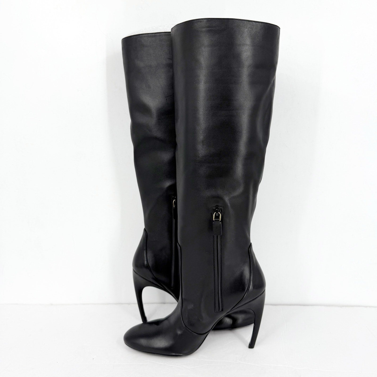 Stuart Weitzman Womens Luxecurve 100 Slouch Boots US 9B Black Leather NWOB