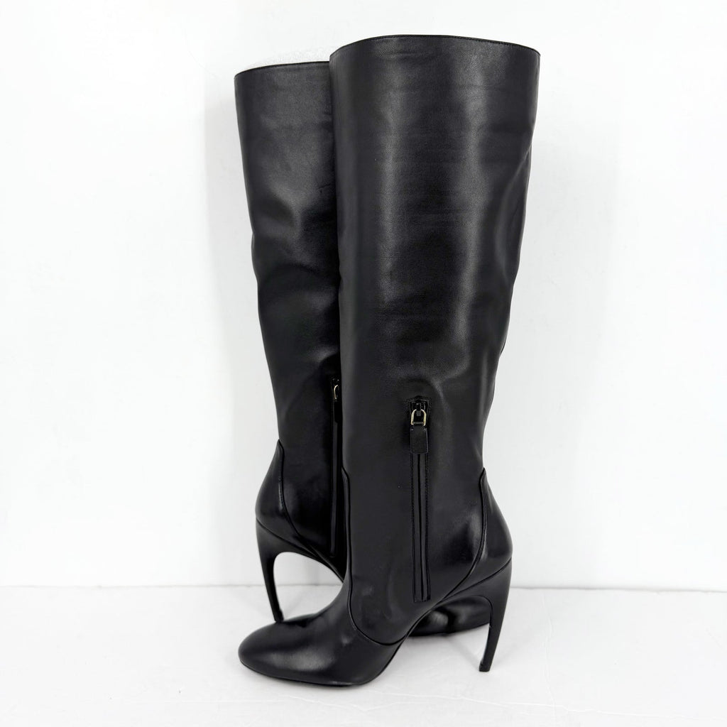 Stuart Weitzman Womens Luxecurve 100 Slouch Boots US 9B Black Leather NWOB