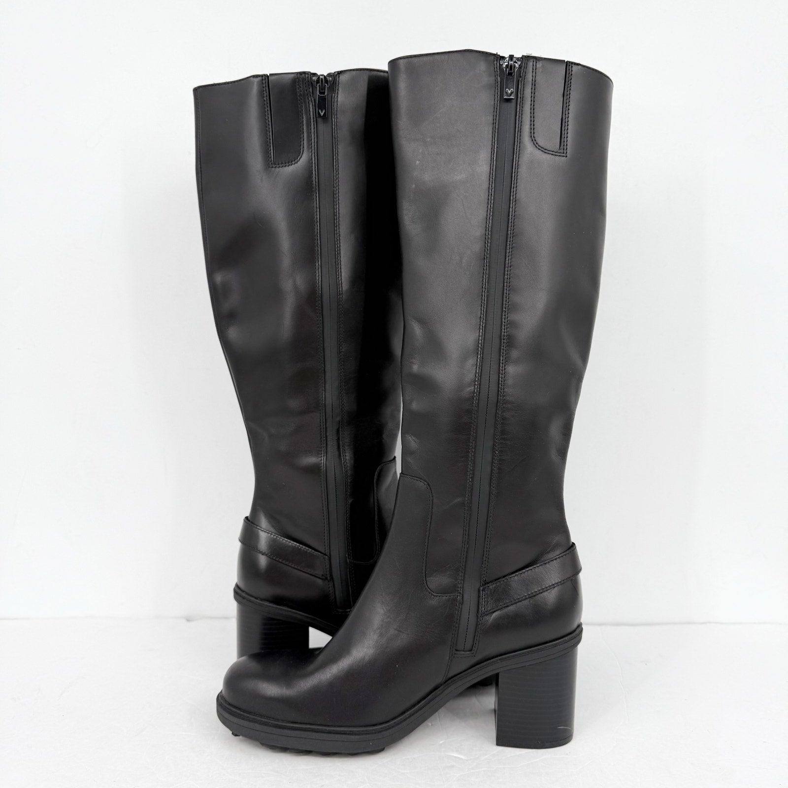 Vionic Womens Trabuco Knee High Boots US 9.5 Wide Black Leather Waterproof NWOB