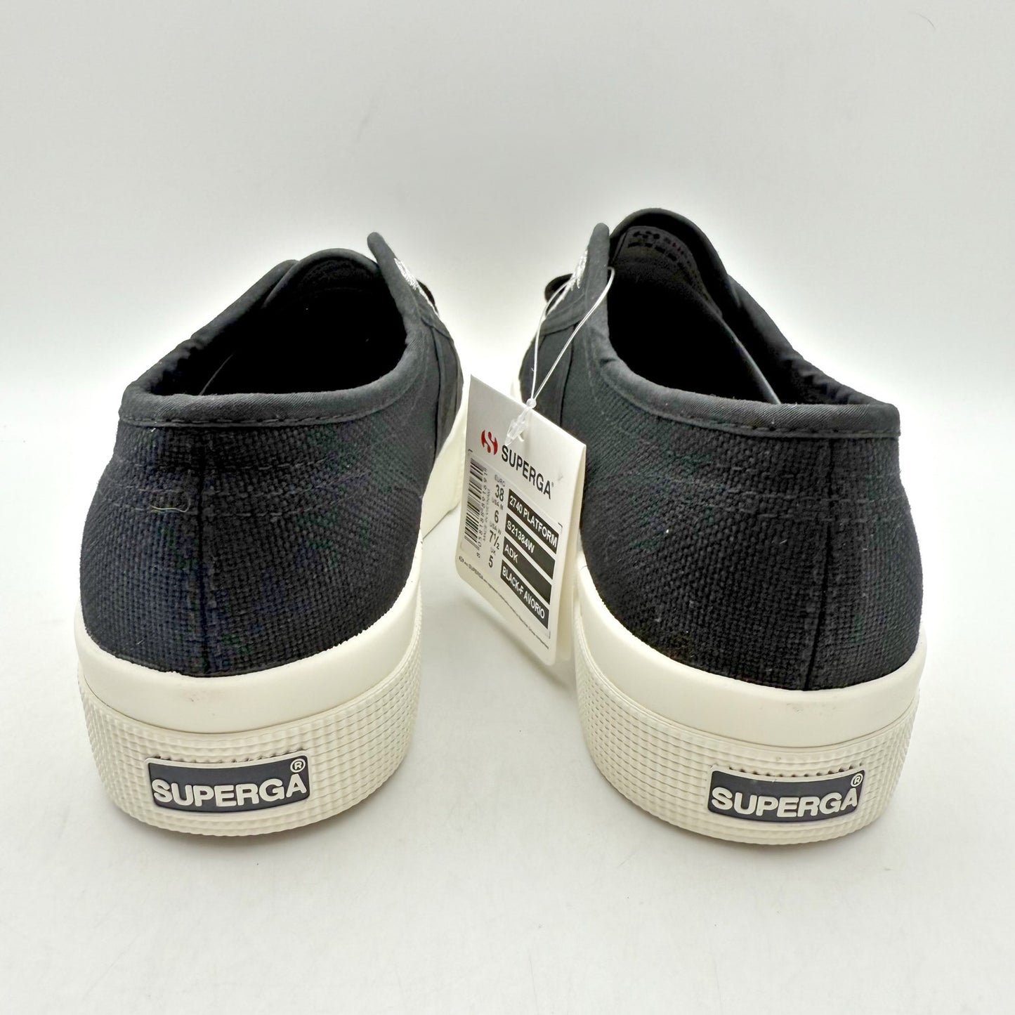 Superga Womens 2740 Platform Sneakers EU 38 US 7.5 Black Canvas NIB