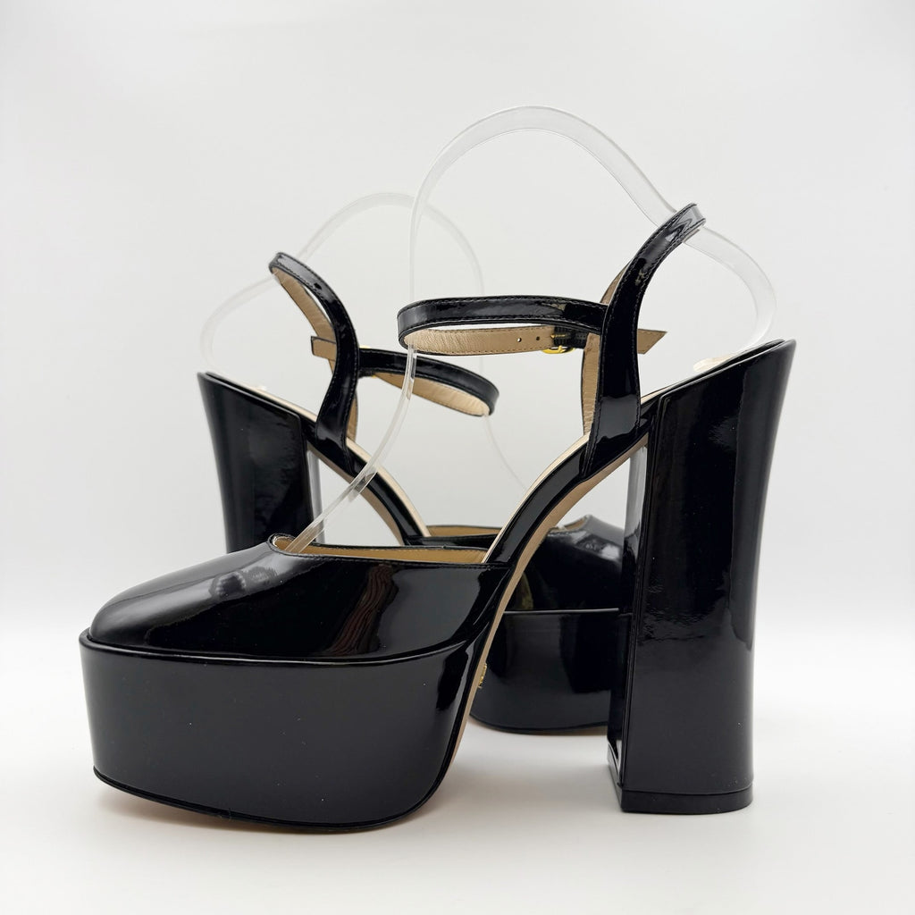 Stuart Weitzman Womens Skyhigh 145 Ankle Strap Pump US 9.5 Black Leather NWOB