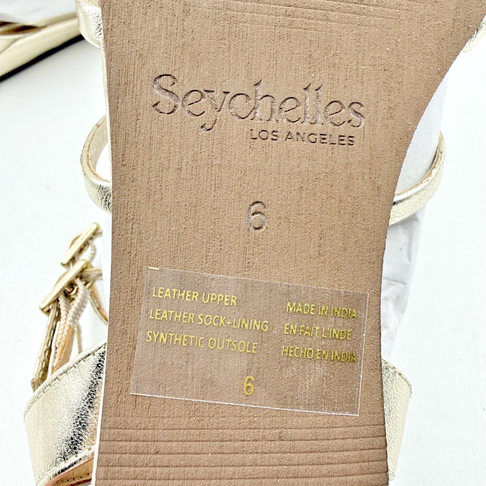 Seychelles Womens Luxurious Wedge Sandals US 6 Gold Leather Gladiator NWOB