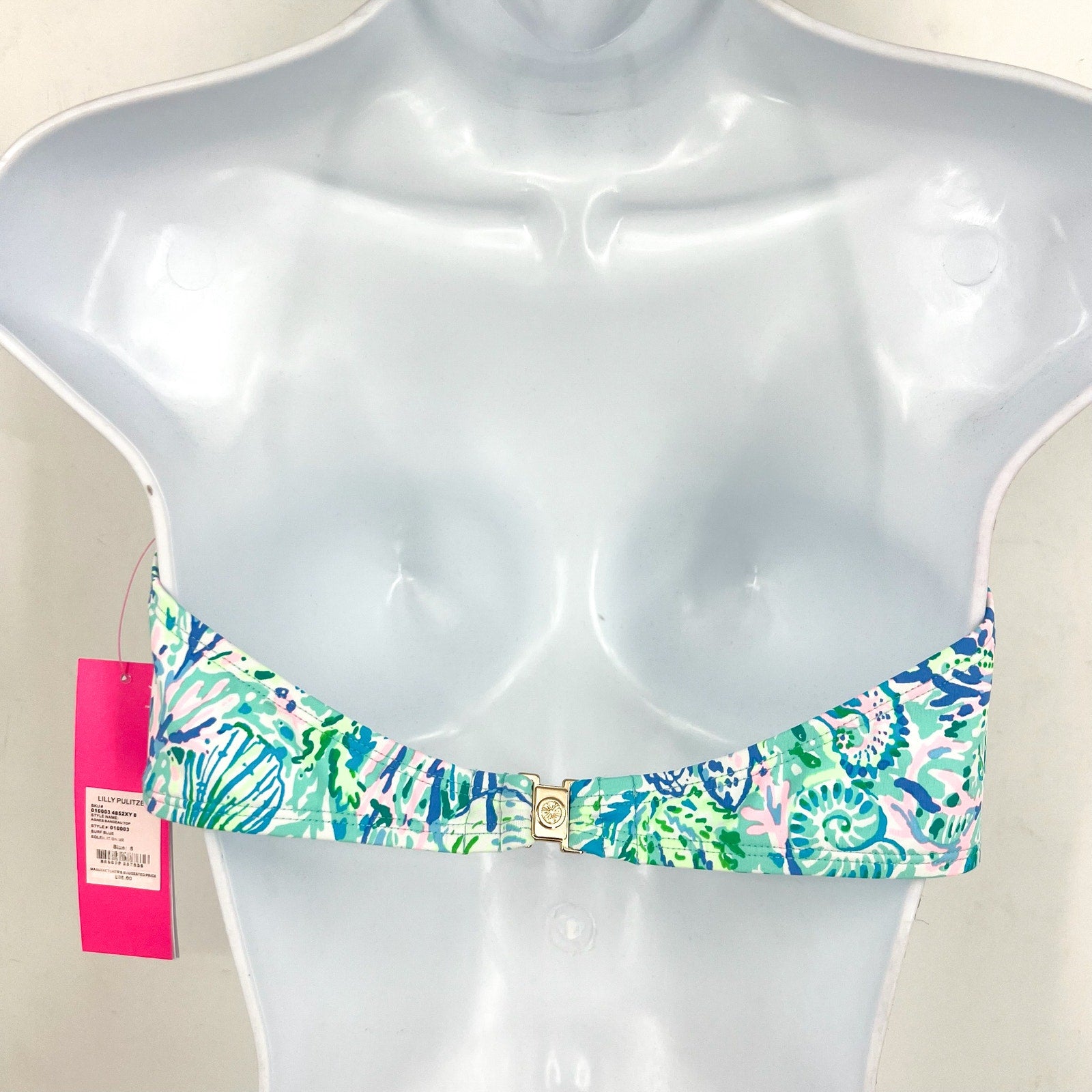 LILLY PULITZER Womens Agnes Bikini Top Size 8 Surf Blue Soleil It On Me NWT