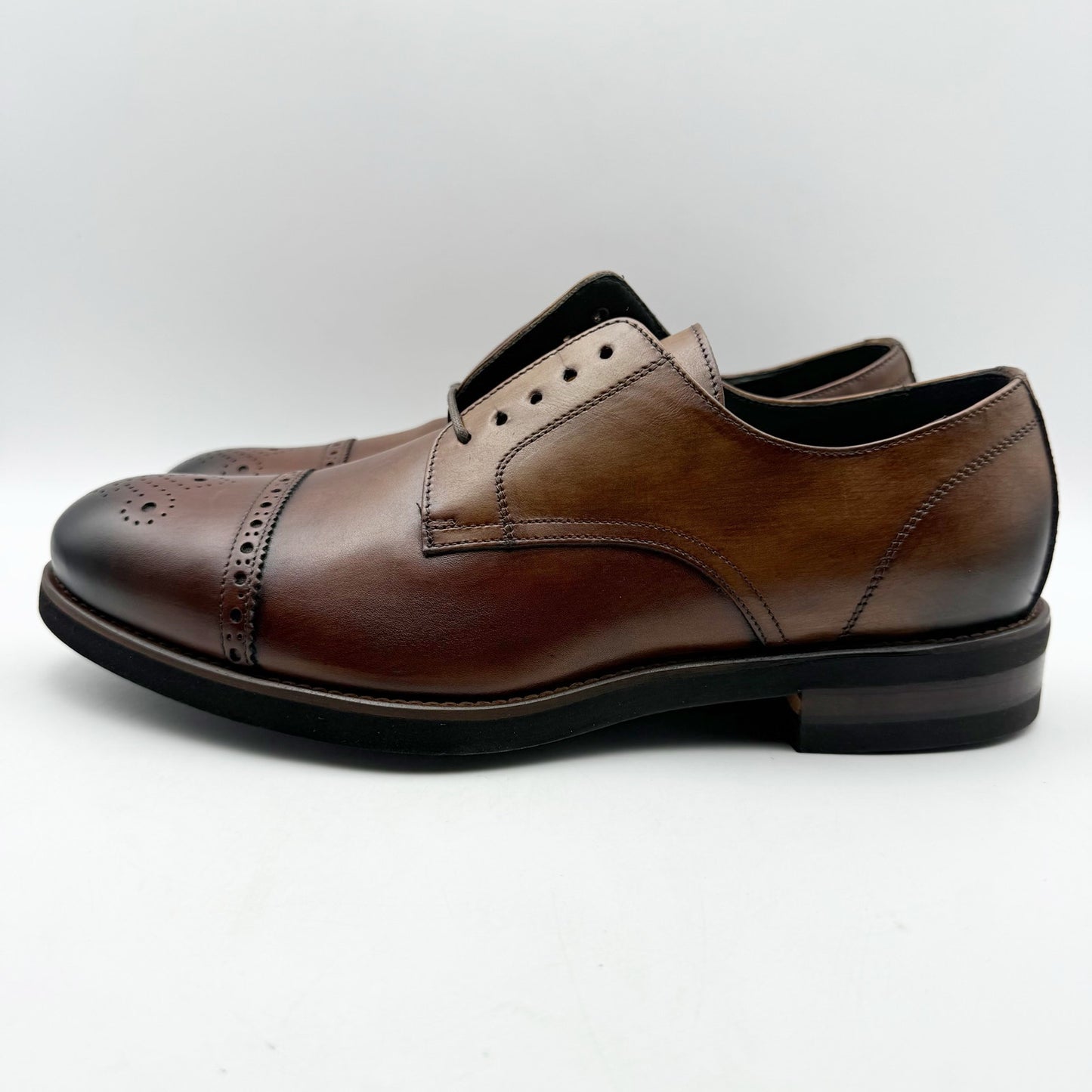 Johnston & Murphy Mens Ashford Cap Toe Dress Shoes US 9 M Brown Leather NIB