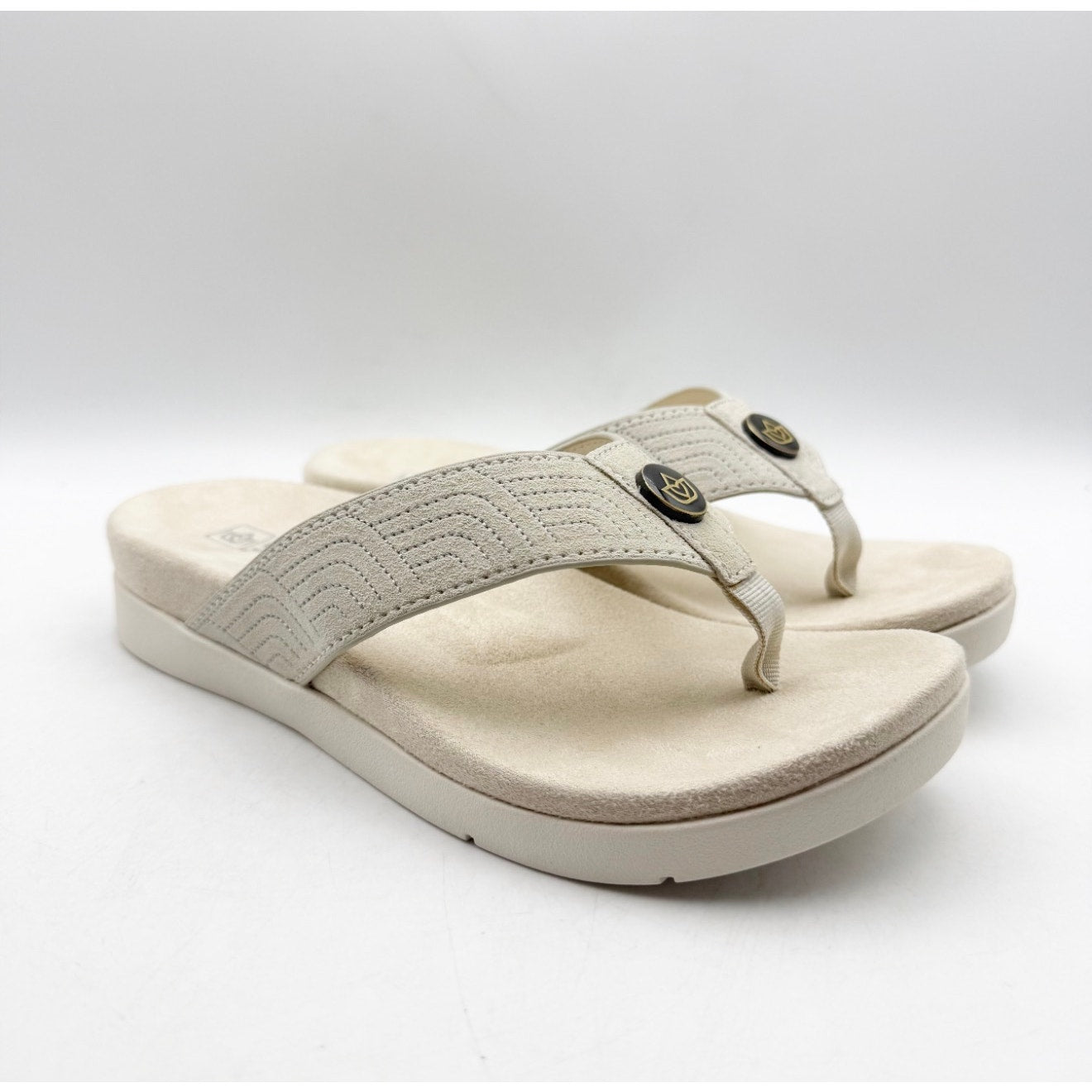 Spenco Waco Women's Laguna Ellie Flip Flop Sandal Size 5.5 WIDE Cloud Beige NIB