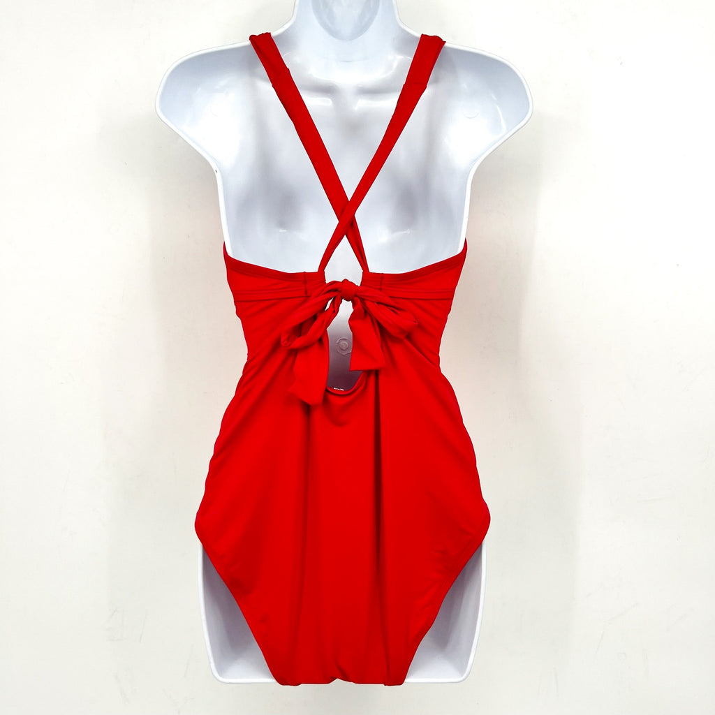 TOMMY BAHAMA V neck One Piece Swimsuit Size 10 Red Hibiscus Novelty Pearl NWT