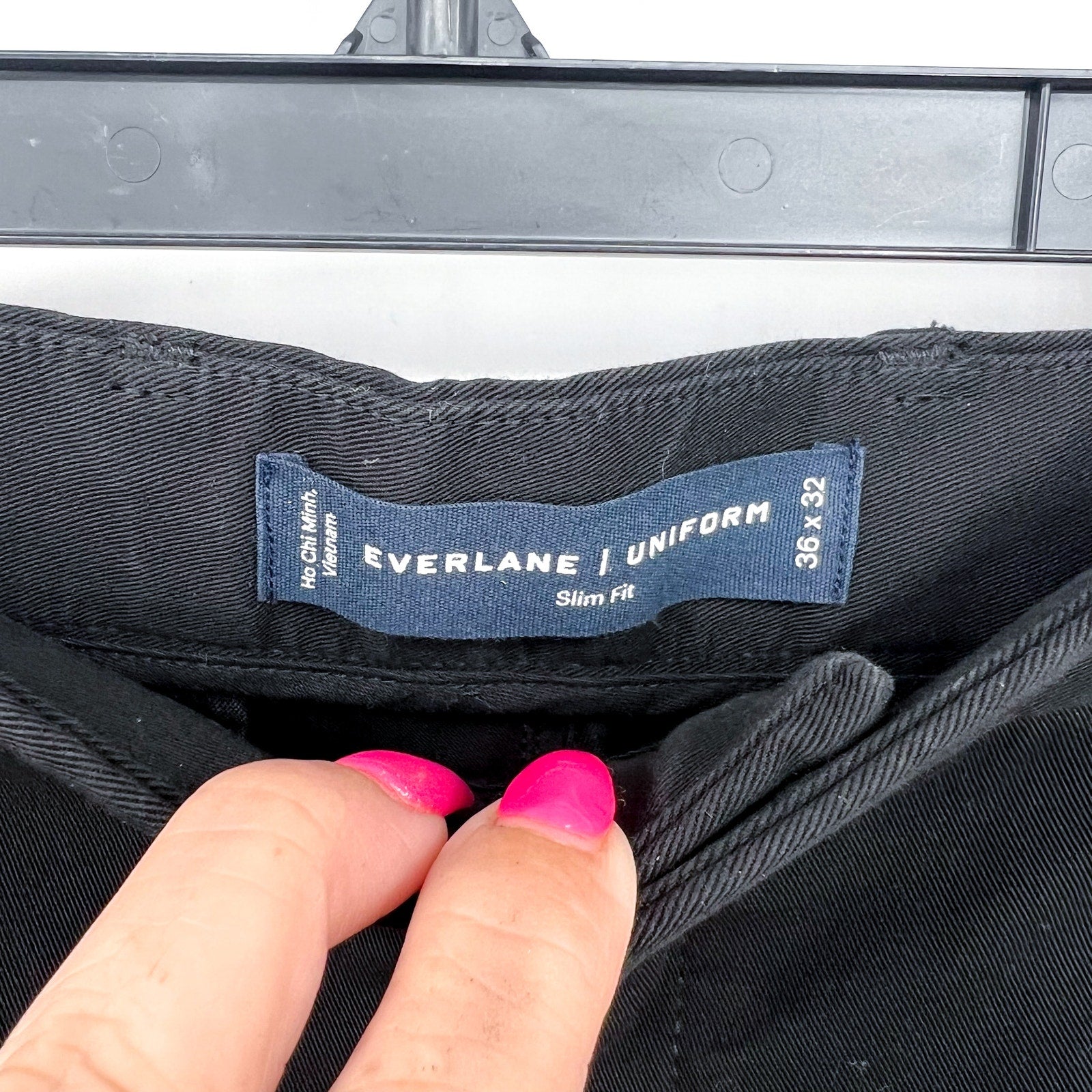 EVERLANE Men's Uniform Performance Chino Pants 36x32 Black Slim Fit NWT