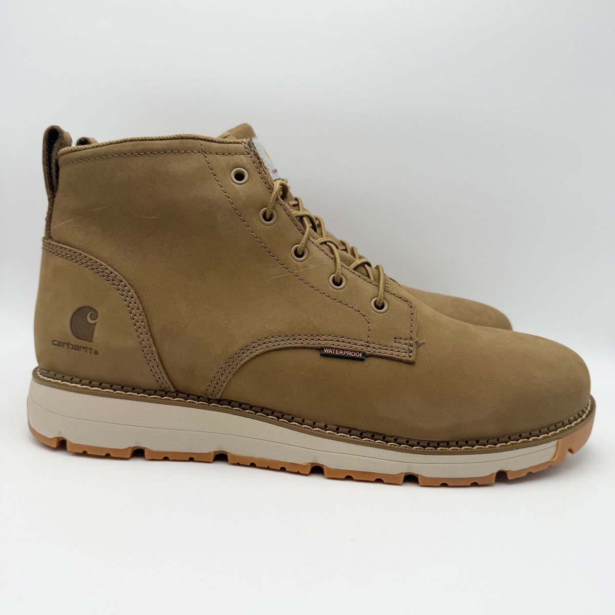 Carhartt Mens Millbrook Wedge Boots US 14 M Khaki Tan Leather Waterproof NIB