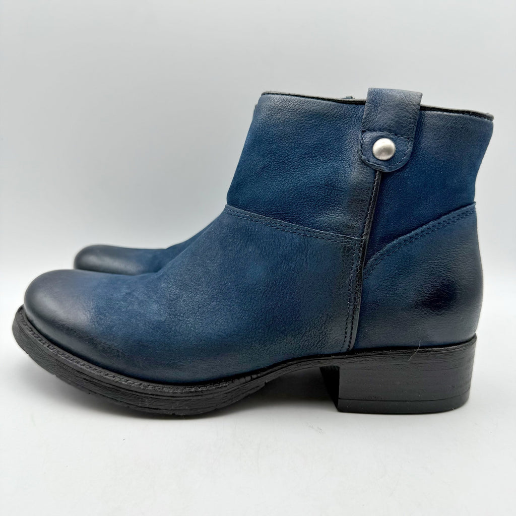 Miz Mooz Womens Norbert Ankle Booties EU 38 US 7.5 Blue Leather NWOB