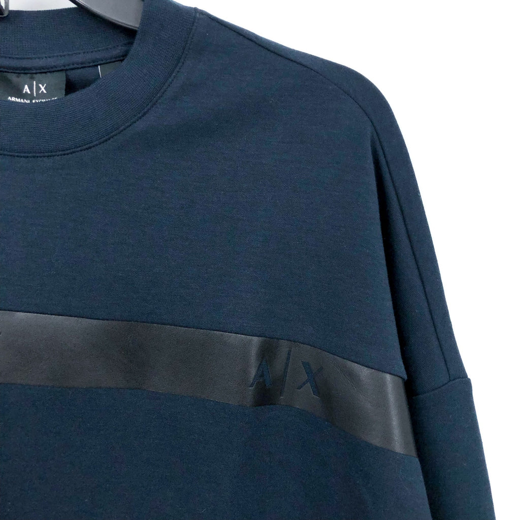 ARMANI EXCHANGE Men's Logo Band Sweatshirt Medium Dark Navy Blue Crewneck NWT