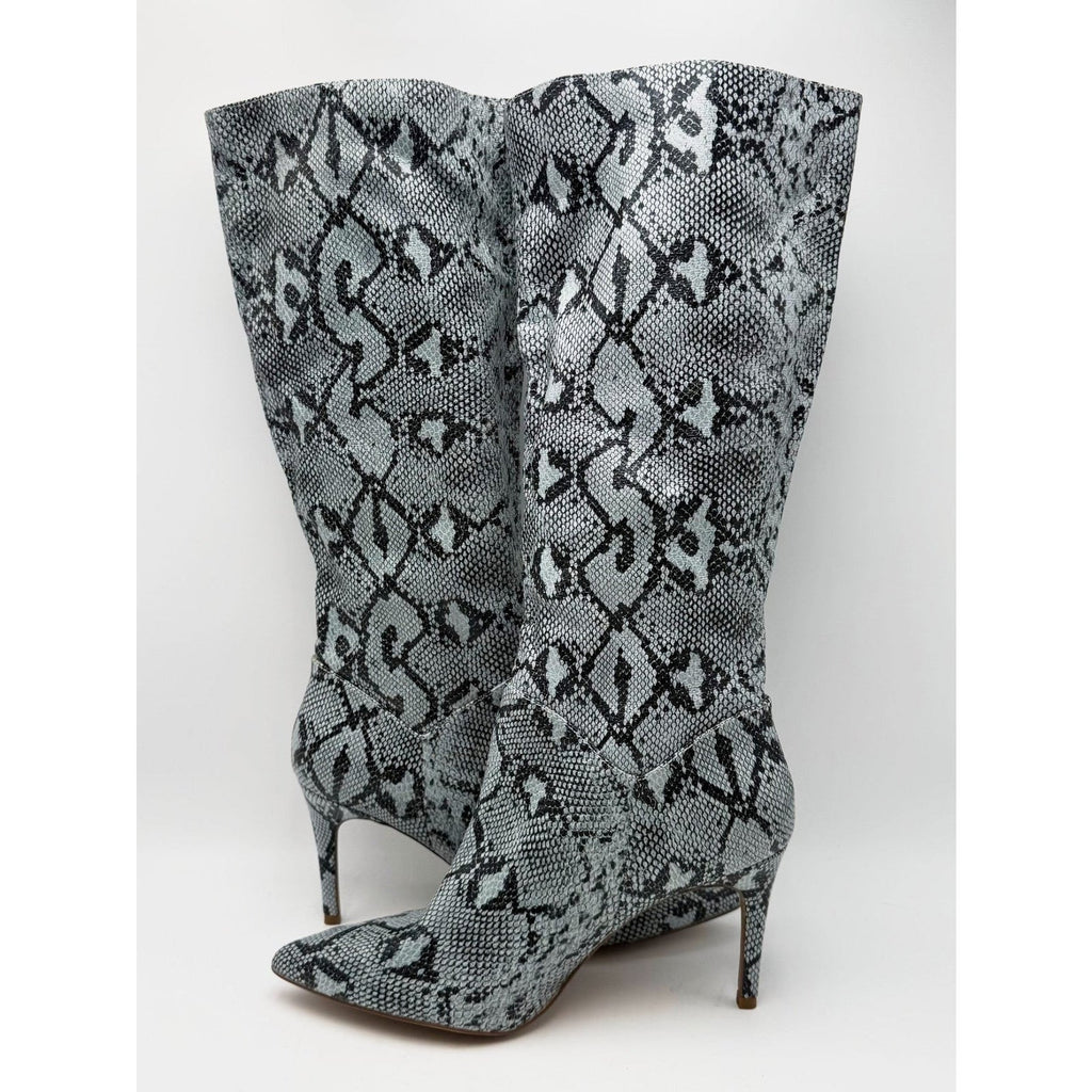 Steve Madden Womens Kinga Heeled Knee High Boots Size 10 EU 40 Blue Snake NWOB