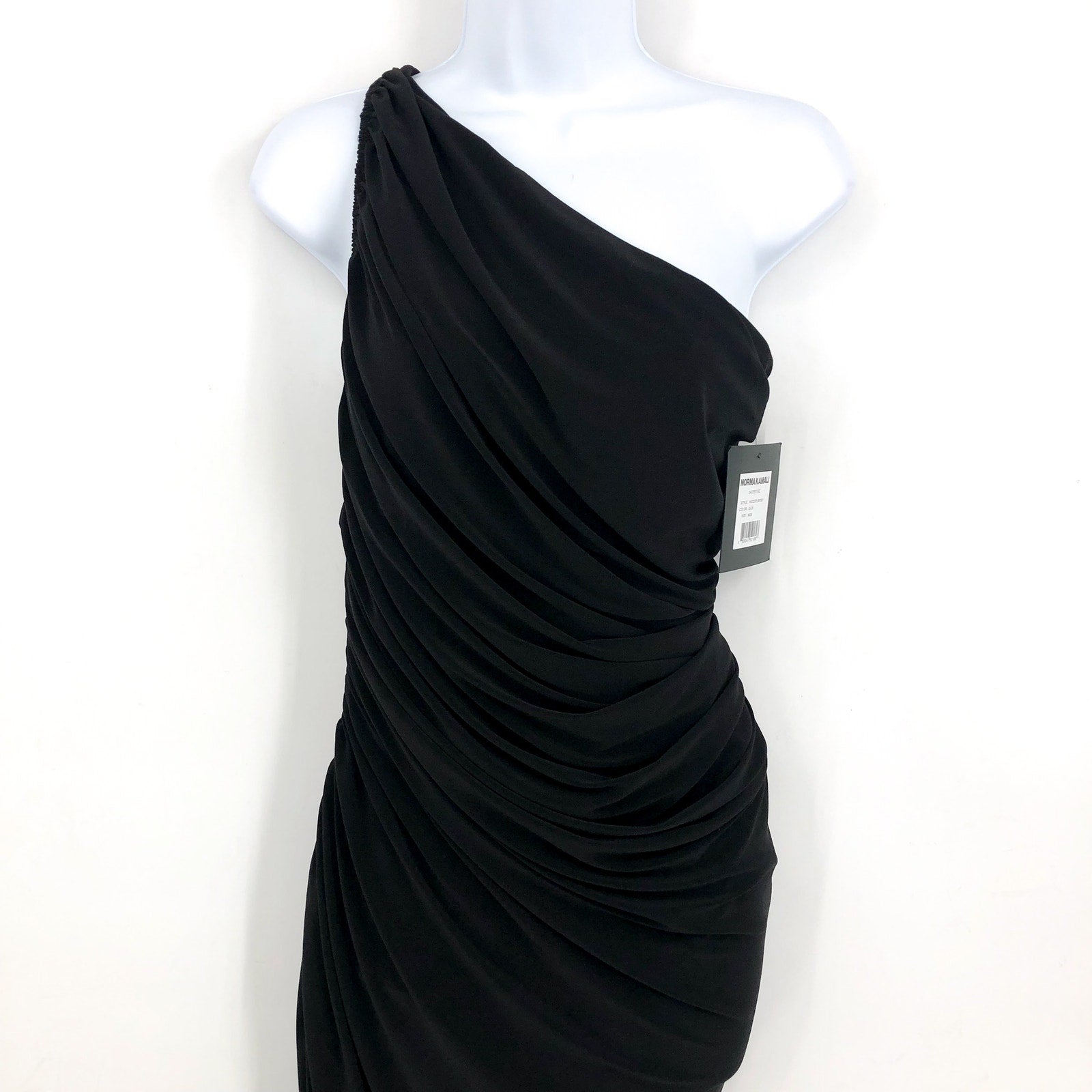 NORMA KAMALI Women's One Shoulder Diana Dress XS Black Asymmetric NWT