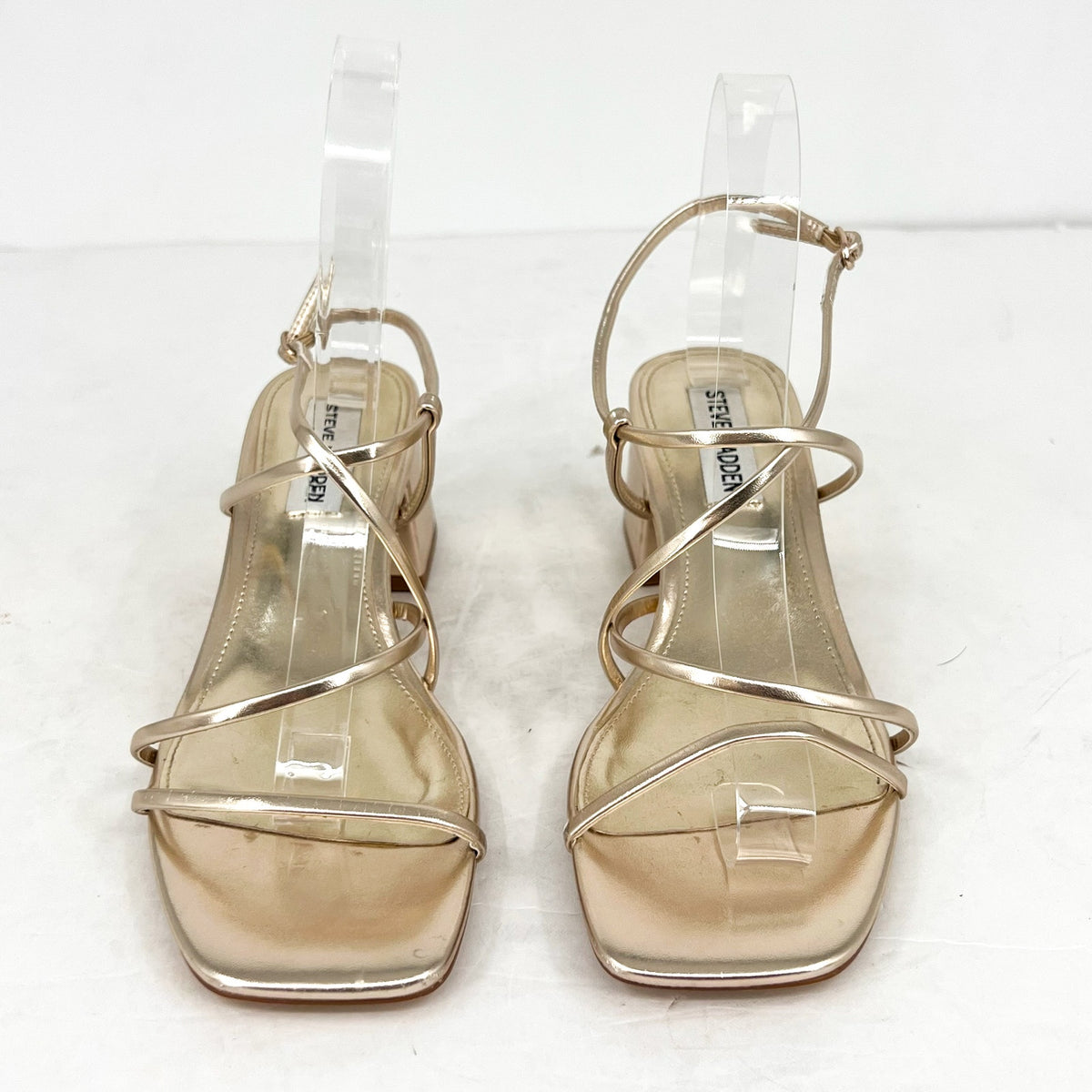 STEVE MADDEN Women's Remmi Heeled Sandals Size 6.5M Gold Strappy NWOB